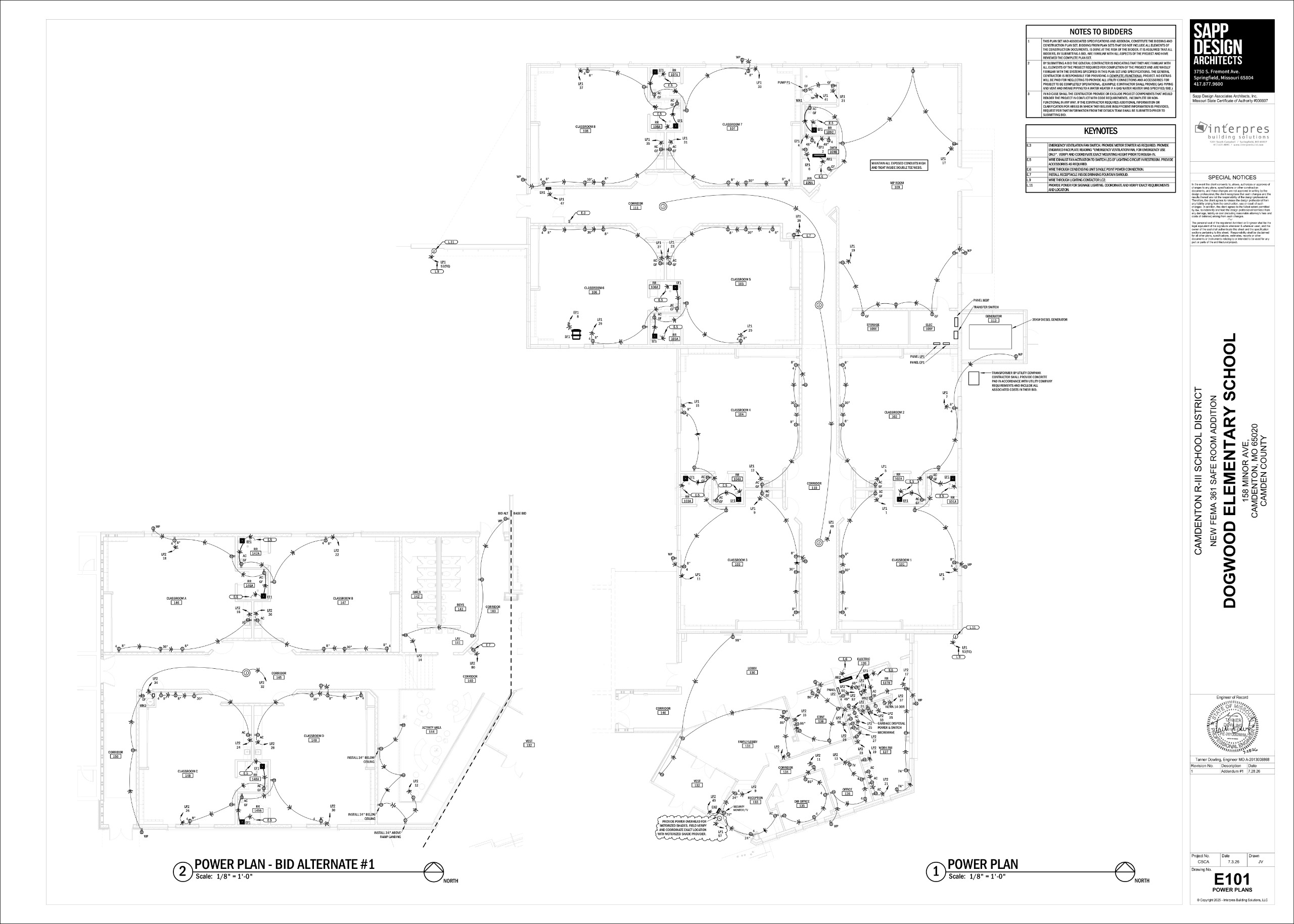 Sheet E101 power plan, raw input given to every system