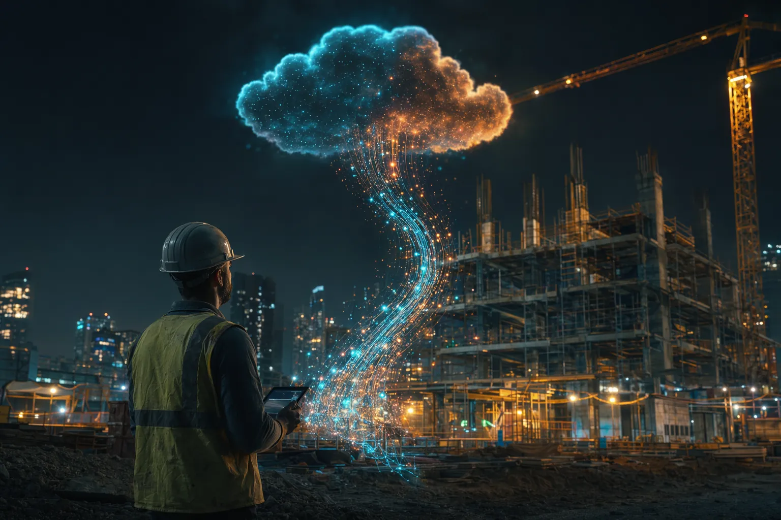 Data stream flowing from a construction site into the cloud — schedule of values and billing flow