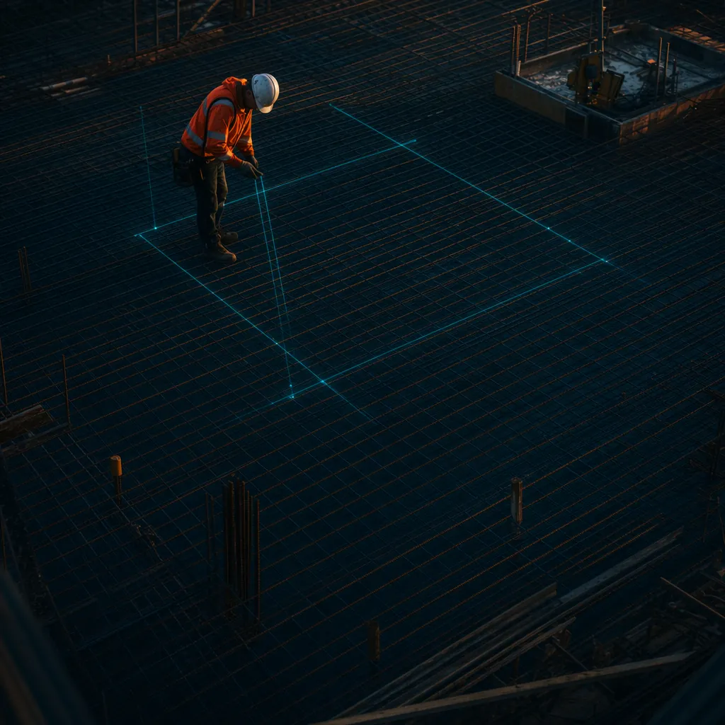Overhead view of a perfect rebar grid before a concrete pour — #5 versus #4 bar escalation trap